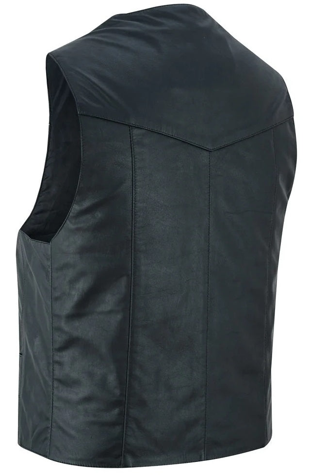 Back Of Men's Traditional Light Weight Biker Vest