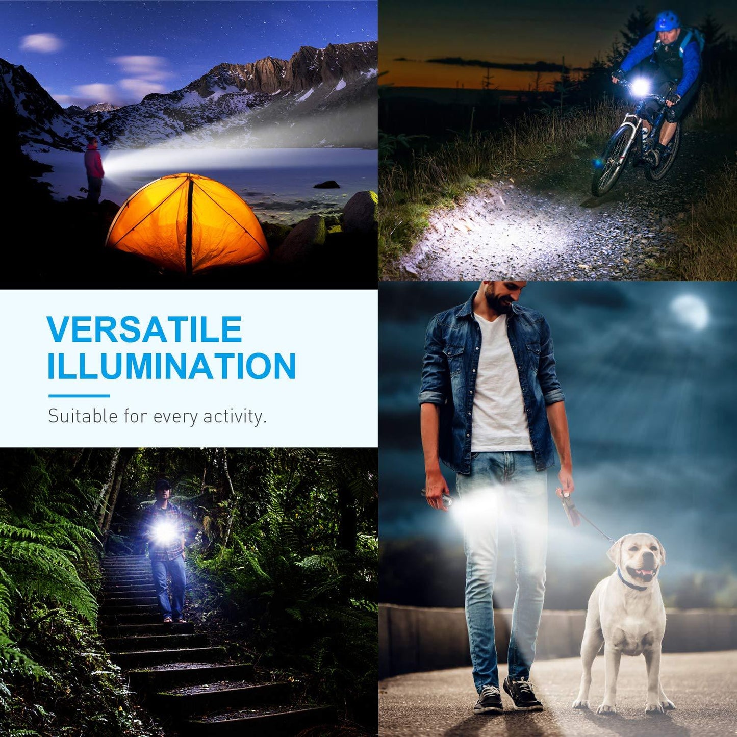 Dual Power LED Flashlight With Pure Beam Slide Focus Waterproof Rechargeable LED USB Telescopic Zoom Portable Flashlight For Night Lighting Night Riding Camping High-Powered Flash Lights