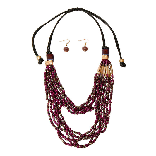 Purple Bead and Cord Set