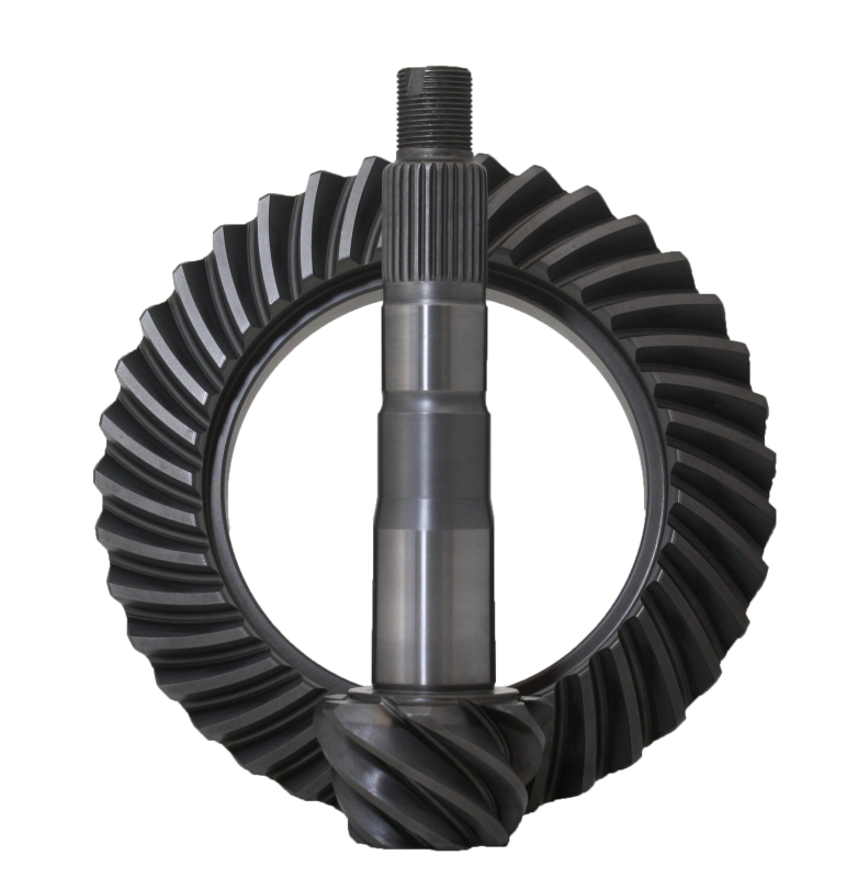 Gear ring with teeth and central shaft on a white background