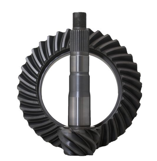 Gear ring with teeth and central shaft on a white background