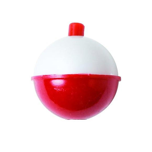 Red and white fishing float on a white background