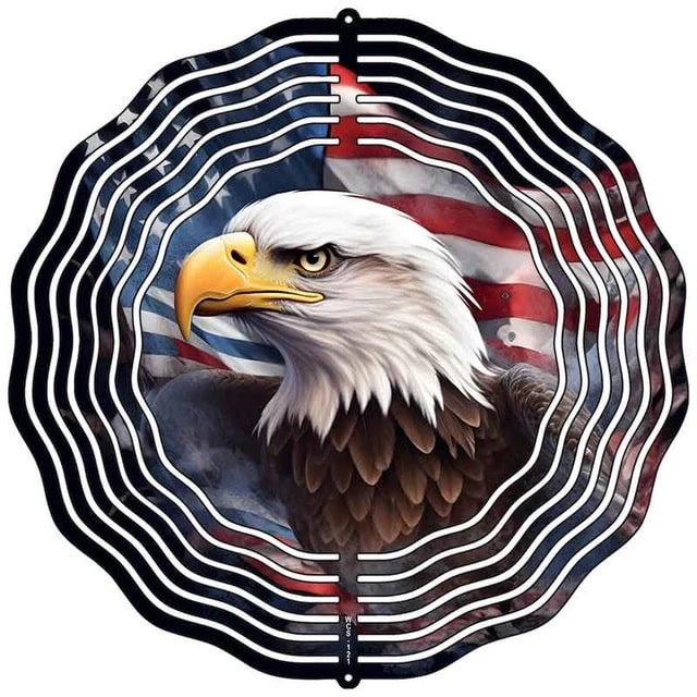 American Flag Eagle Novelty Metal Wind Spinner