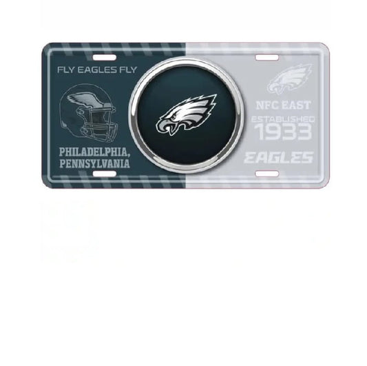 Philadelphia Eagles license plate with emblem and text on a white background