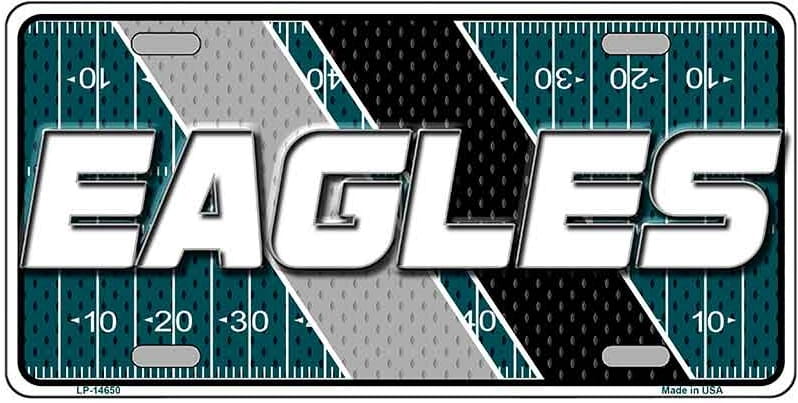 License plate with 'EAGLES' text on a football field design