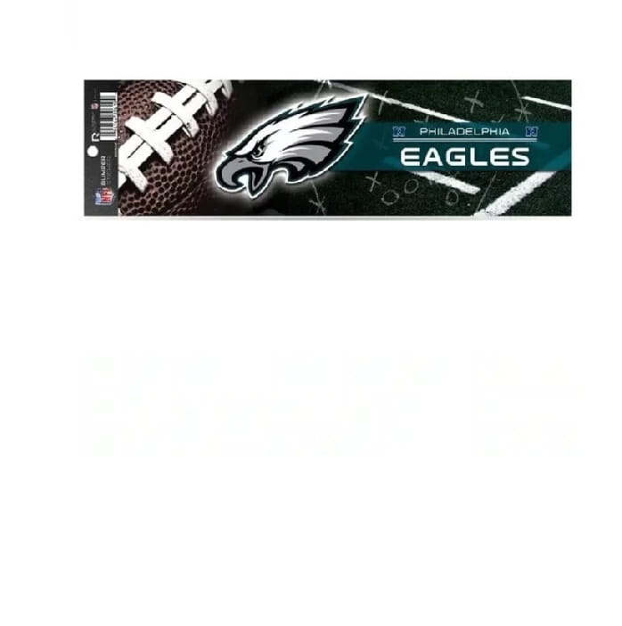 Philadelphia Eagles bumper sticker with football and team logo on a black background