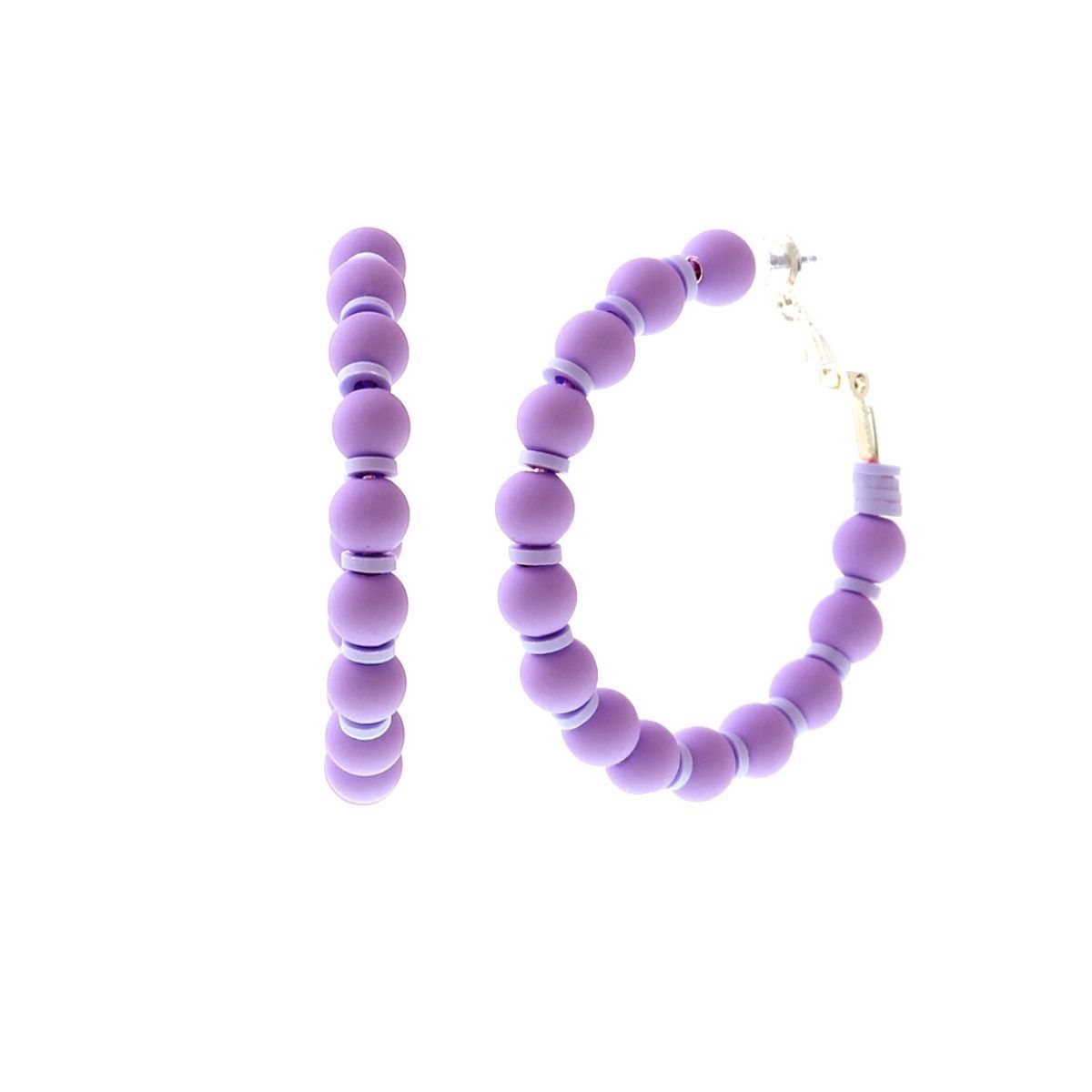 Lavender Rubber Bead Hoops