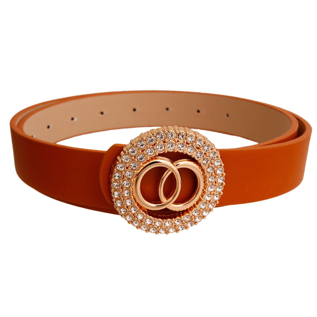 Camel and Rhinestone Gold Infinity Belt