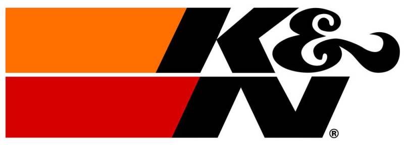 K&N logo with black 'K' and 'N', orange rectangle, and red bar on a white background