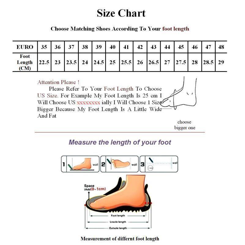 Shoe size chart with measurements for foot length and shoe sizes.