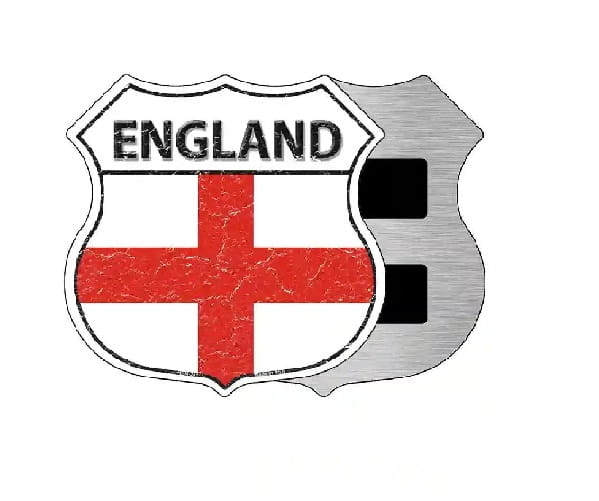 England Flag on  a Highway Shield Magnet