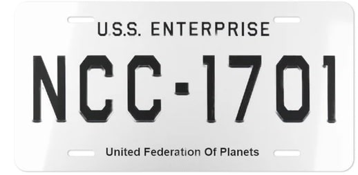USS Enterprise United Federation Of Planets Vanity License Plate