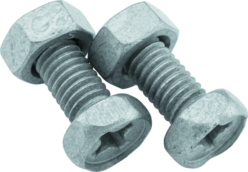 Two metal screws on a white background