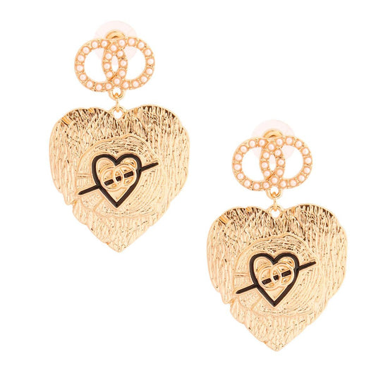 Heart of Gold: Textured Heart Earrings