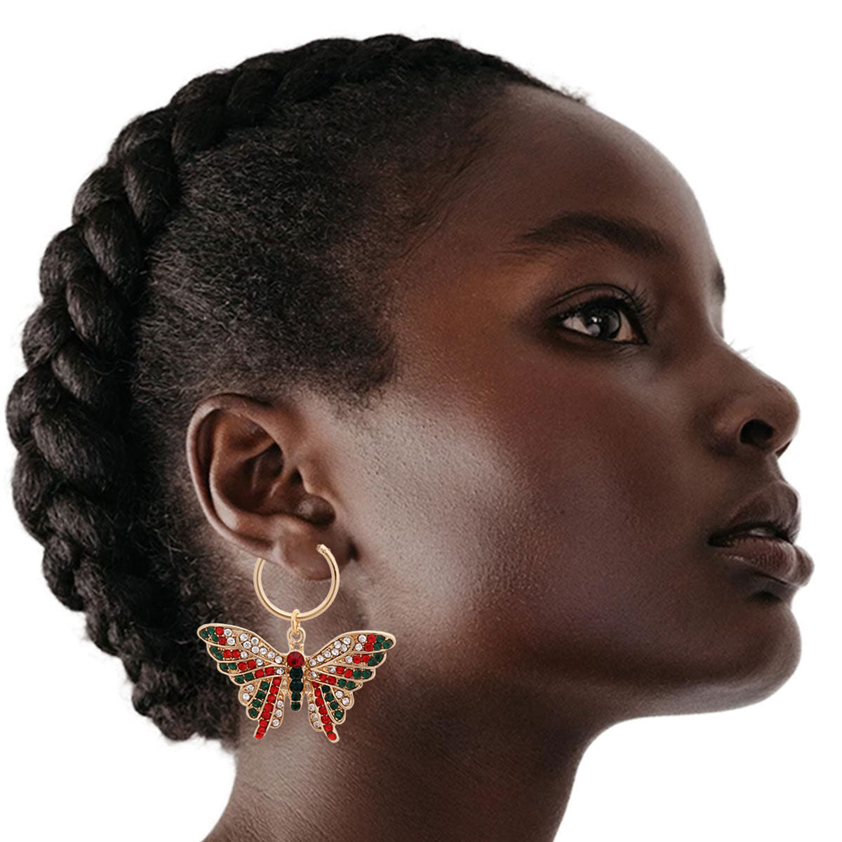 Red and Green Flutter Butterfly Hoops