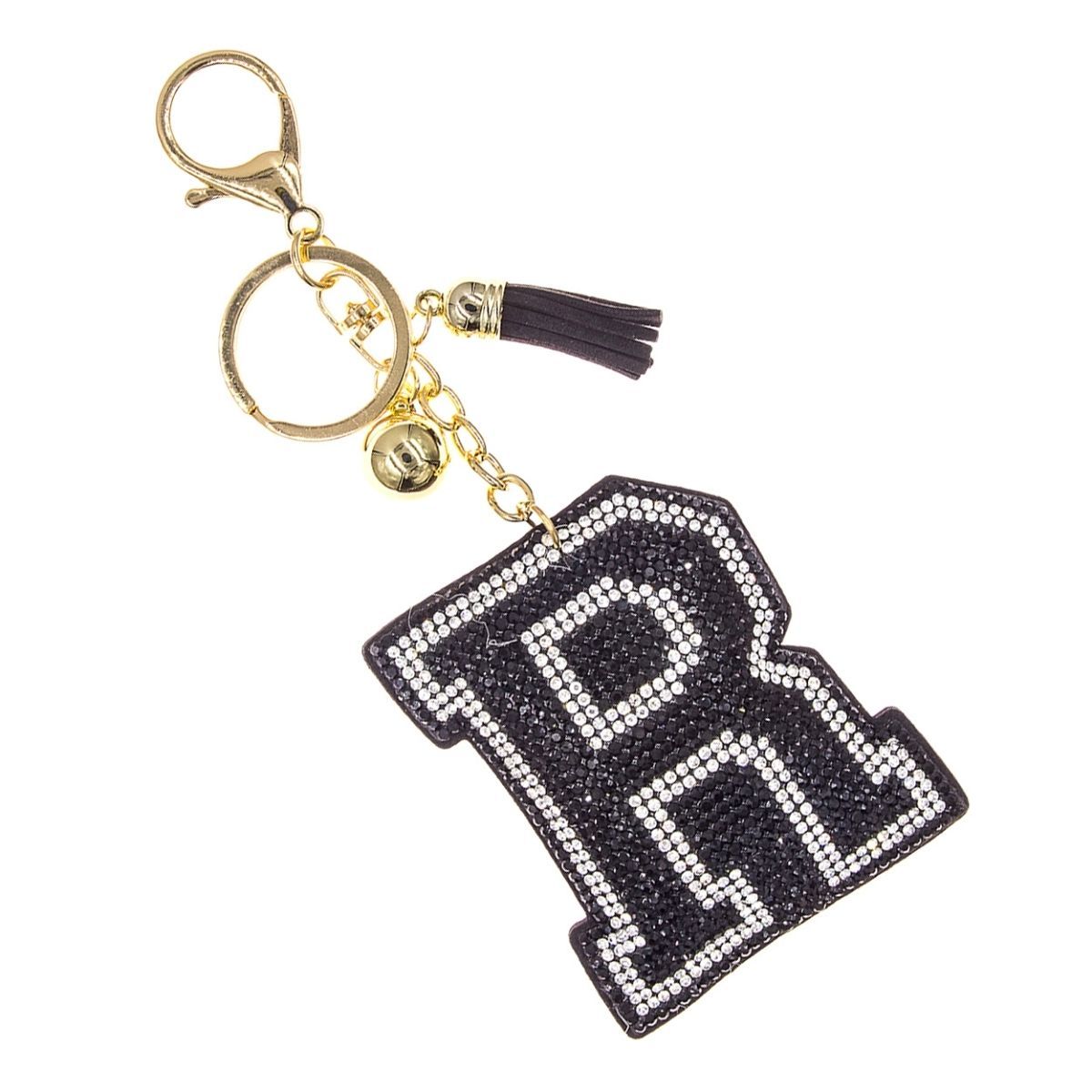 R Black Keychain Bag Charm