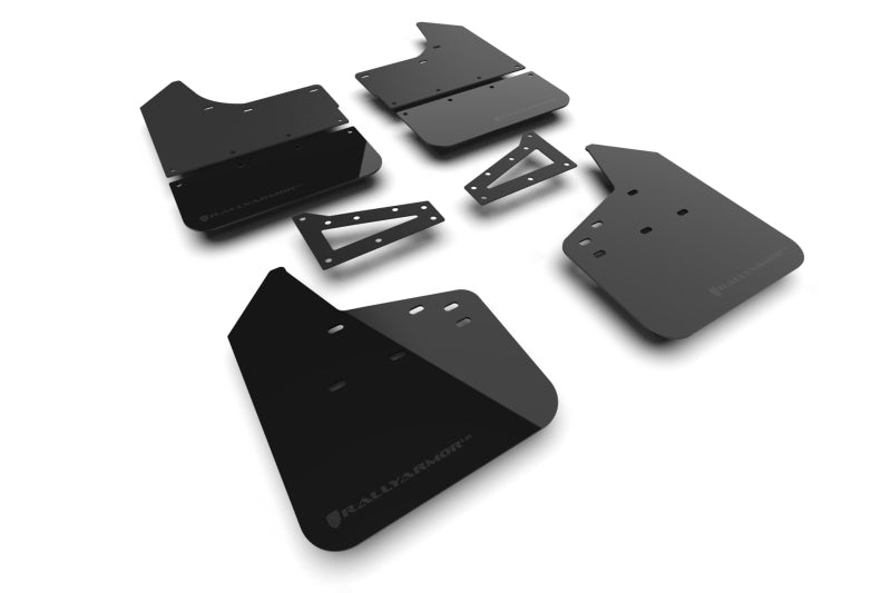 Set of black car mud flaps on a white background