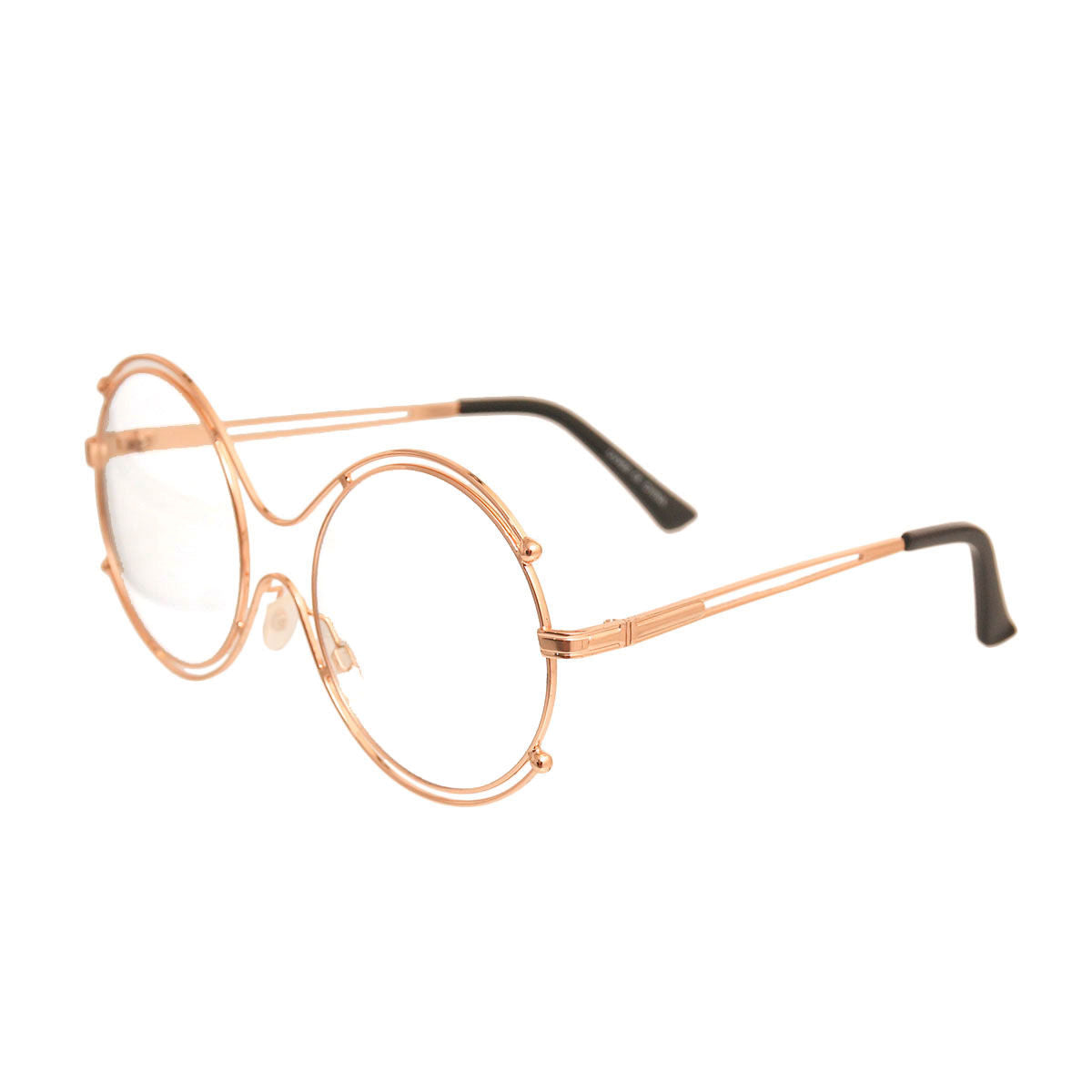 Retro Round Gold Clear Glasses