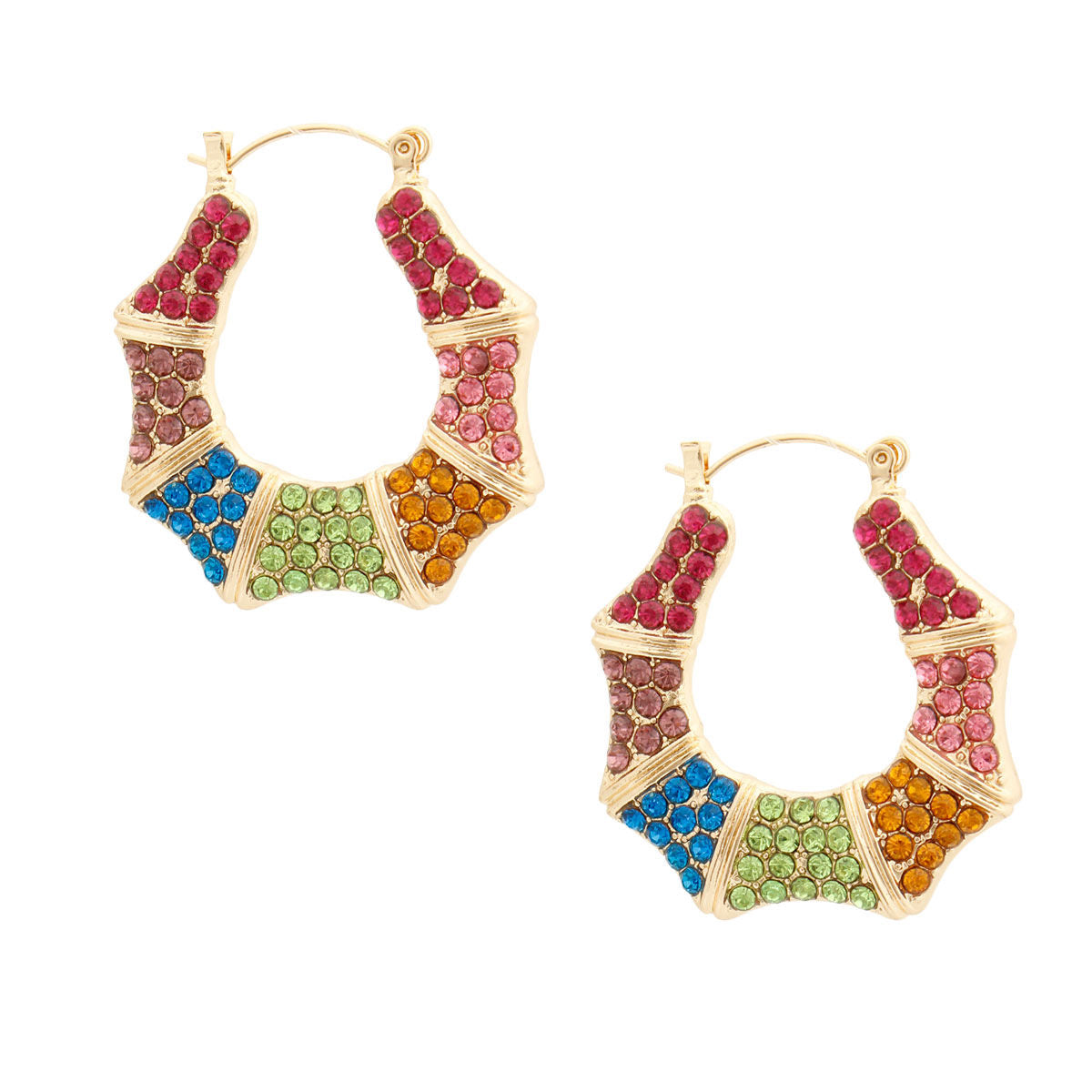 Multi Color Bling Bamboo Hoops