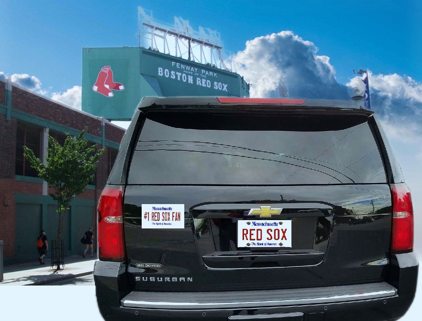 Red Sox Sticker in context Outside Fenway Park