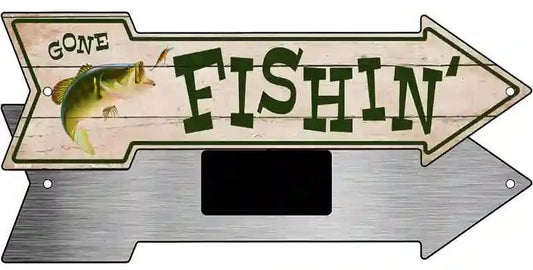 Gone Fishing Novelty Metal Arrow Magnet