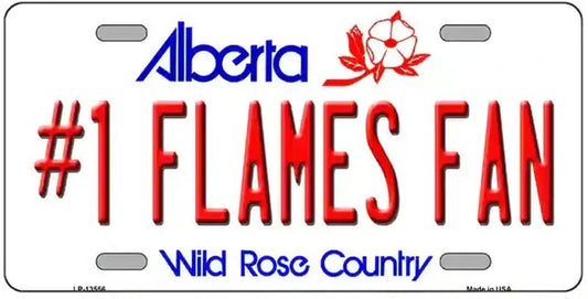 Number 1 Flames Fan Novelty Metal License Plate Tag