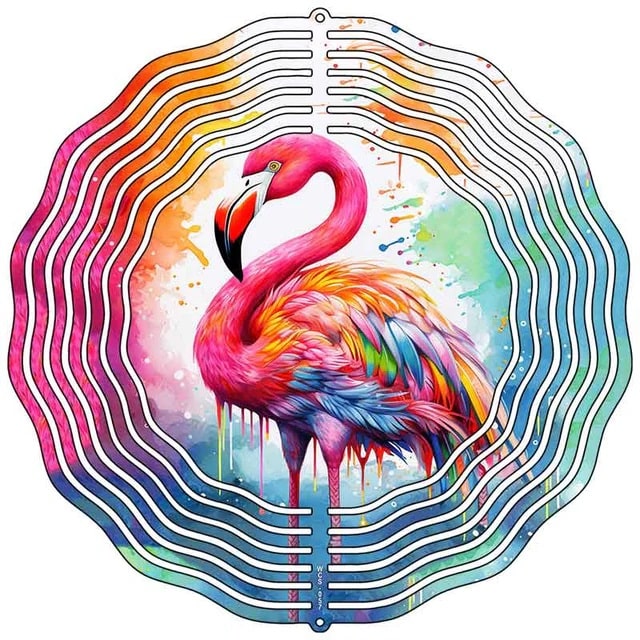 Flamingo Dripping Color Novelty Metal Wind Spinner