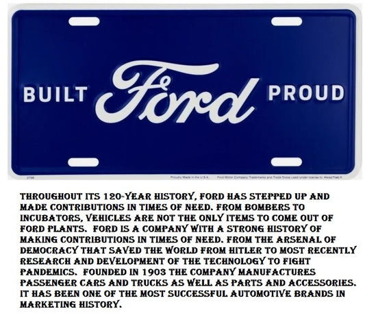 Infographic Built FORD Proud Blue License Plate
