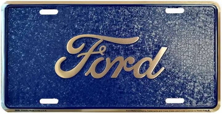 Ford Script Sparkling Mosaic Blue License Plate