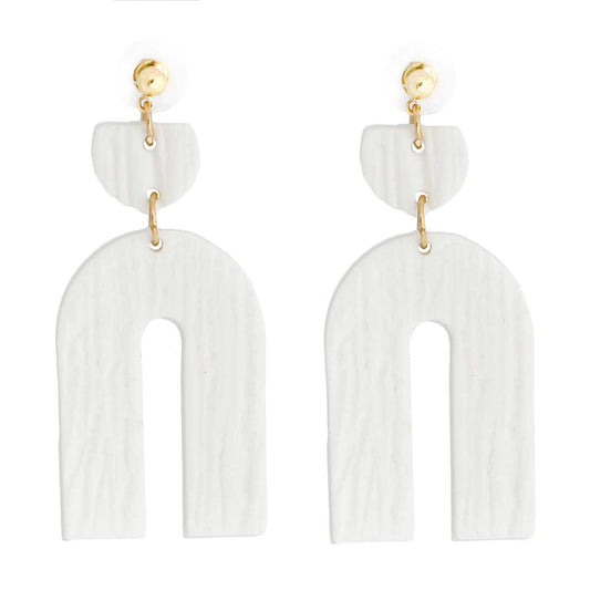 White Clay Arch Bridal Earrings