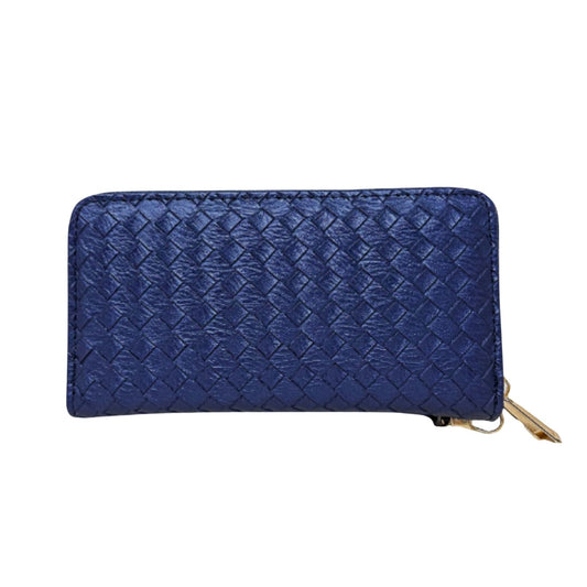 Zipper Wallet Navy Woven Wristlet for Women