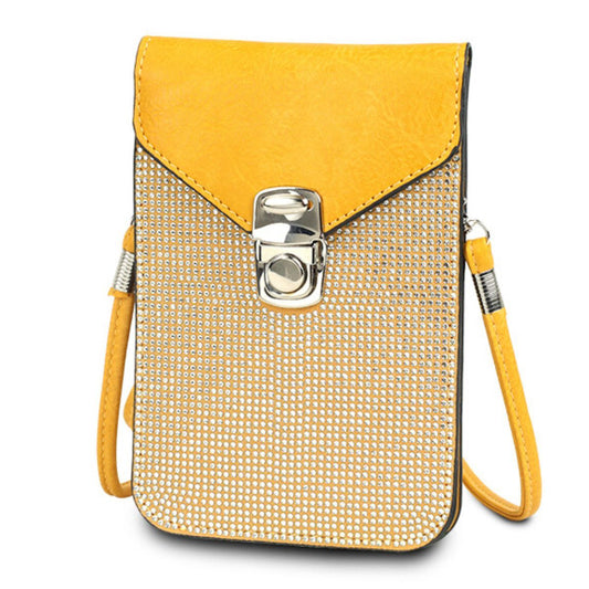 Yellow Rhinestone Cellphone Wallet