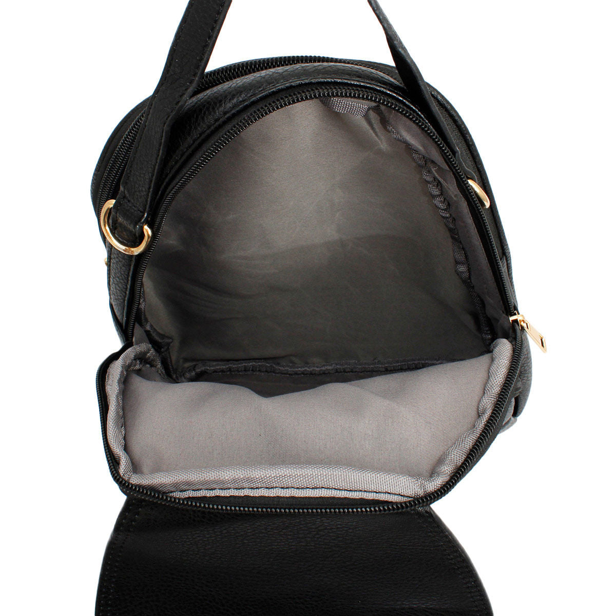 Backpack Black Rounded Small Handbag for Women