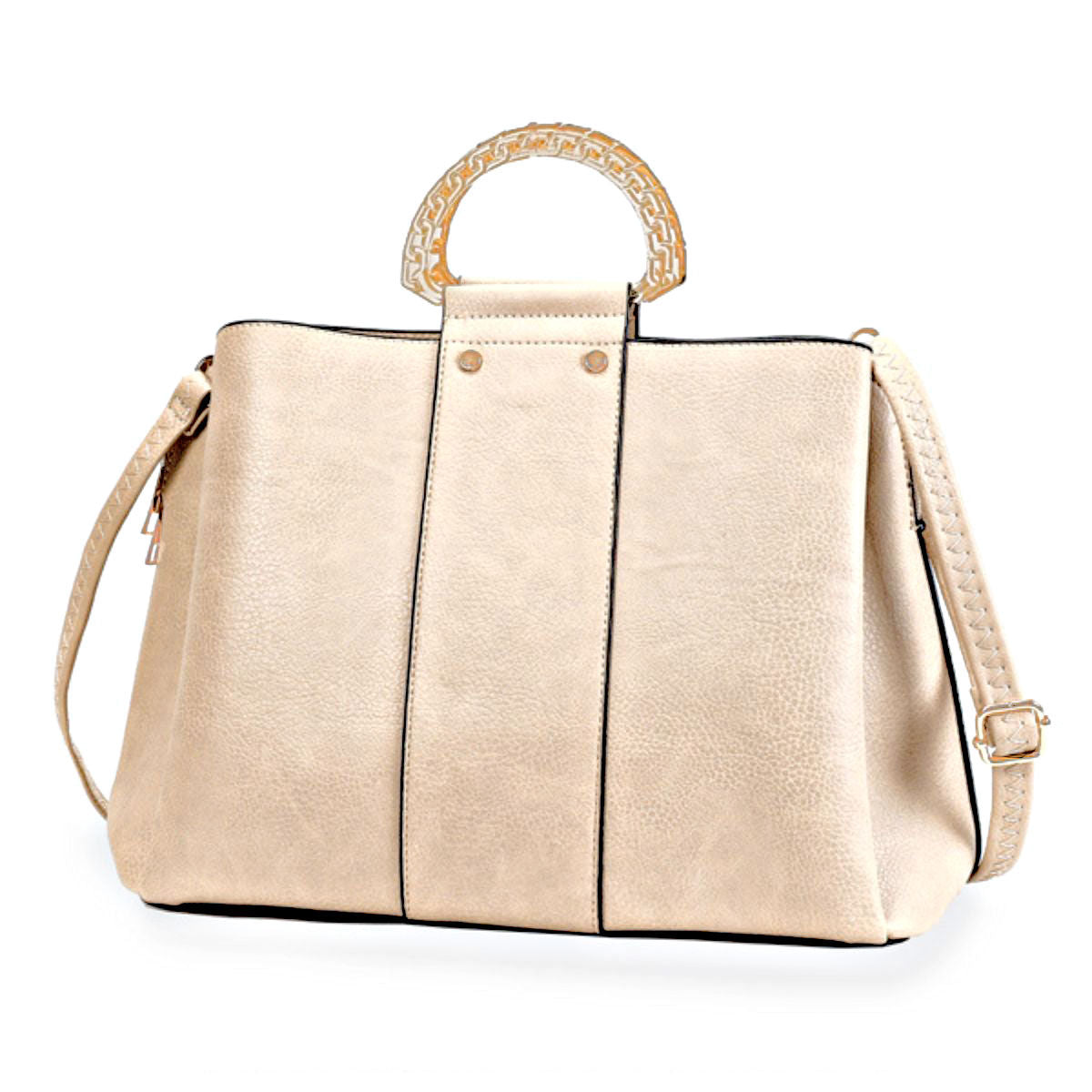 Purse Ivory Rigid Top Handle Handbag for Women