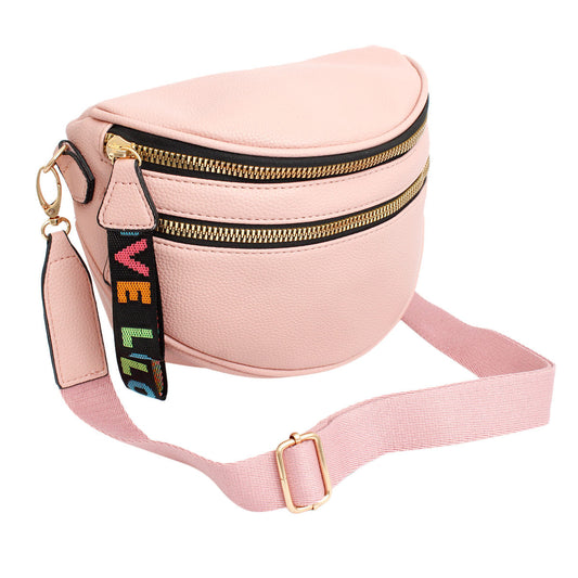 Crossbody Pink Love Zipper Saddle Bag for Women