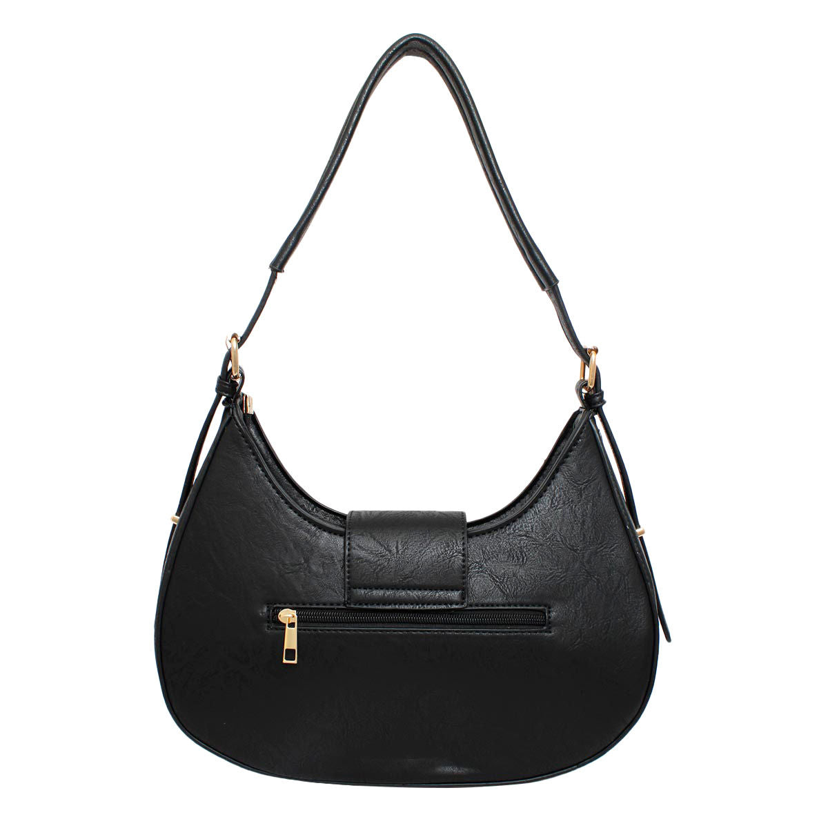 Shoulder Handbag Black Flap Rounded Bag for Women