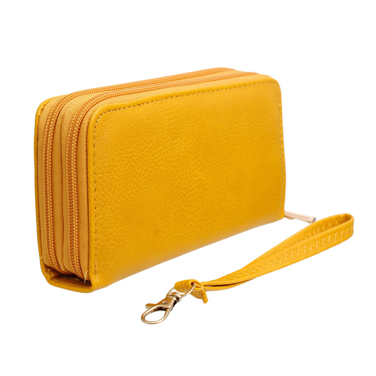 Zipper Wallet Mustard Soft Grain for Women