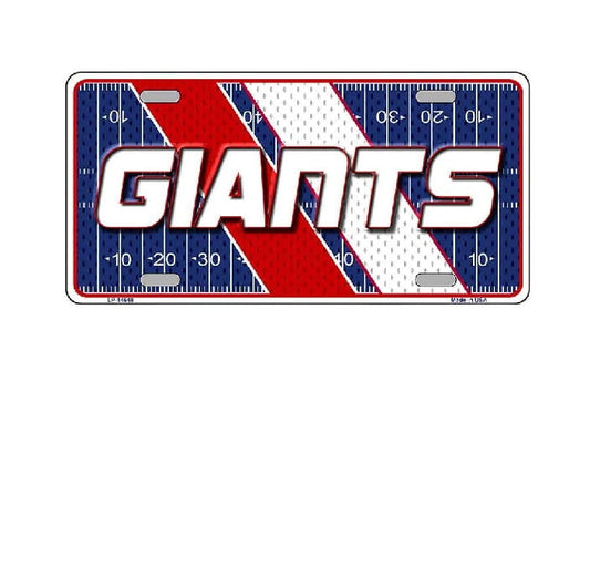 License plate with 'GIANTS' text on a football field design