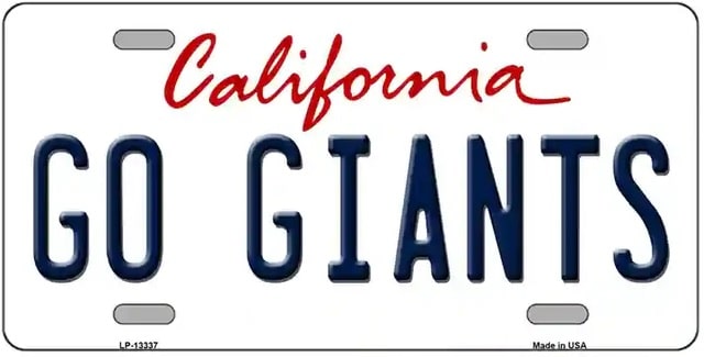 Go Giants Fans License Plate Style Sign