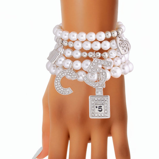 White Pearl Silver No. 5 Boutique Bracelets