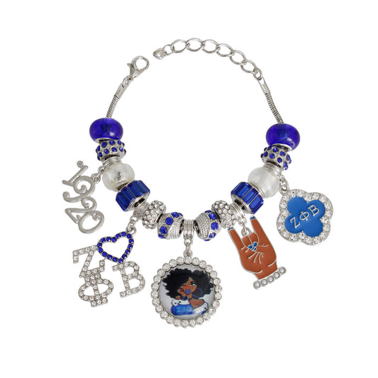 Blue White Sorority Charm Bracelet