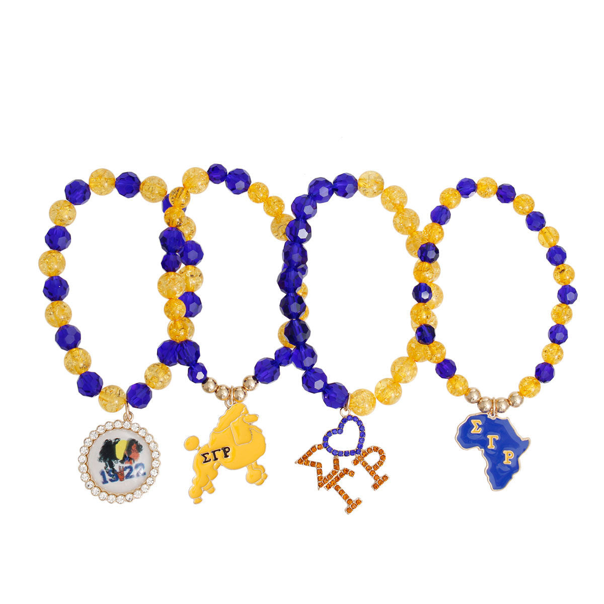 Blue Gold Bead Gold Sorority Set