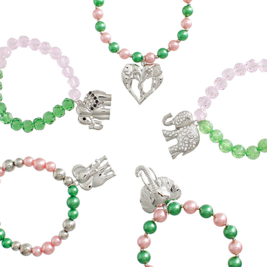 AKA Mixed Pink Green Elephant Bracelets