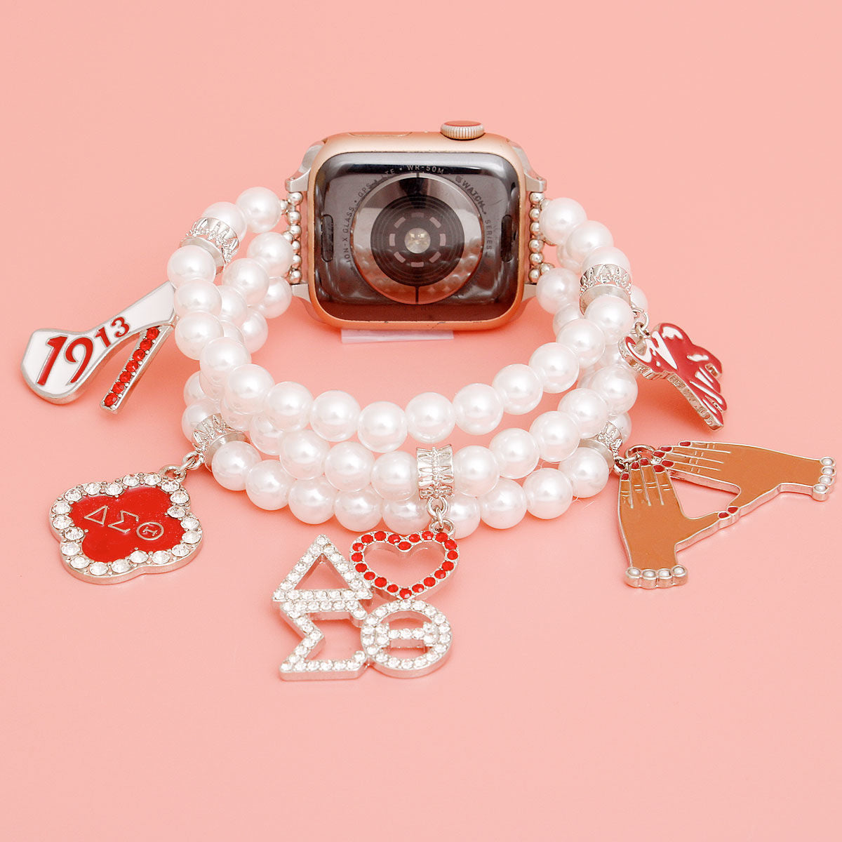 DST Sorority White Pearl Watch Band for Women