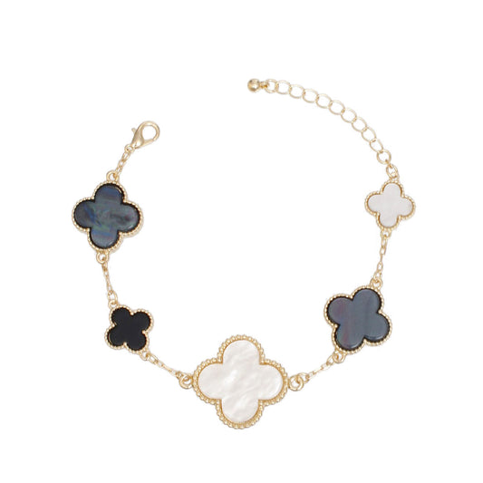 Gold Chain Bracelet with Multi Quatrefoil Clovers