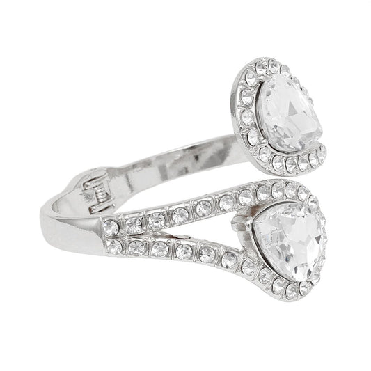 Cuff Brilliant Silver Teardrop Crystal Bracelet
