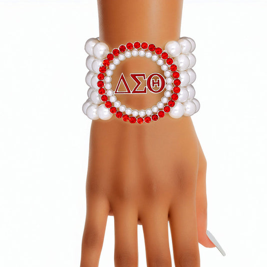 DST Pearl Red White Stackable Bracelet