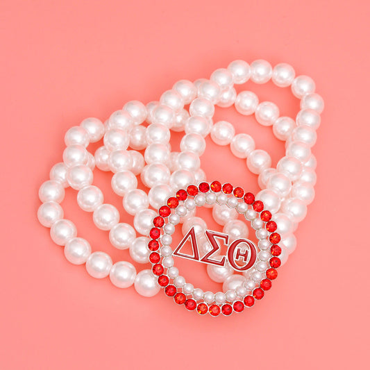 DST Pearl Red White Stackable Bracelet