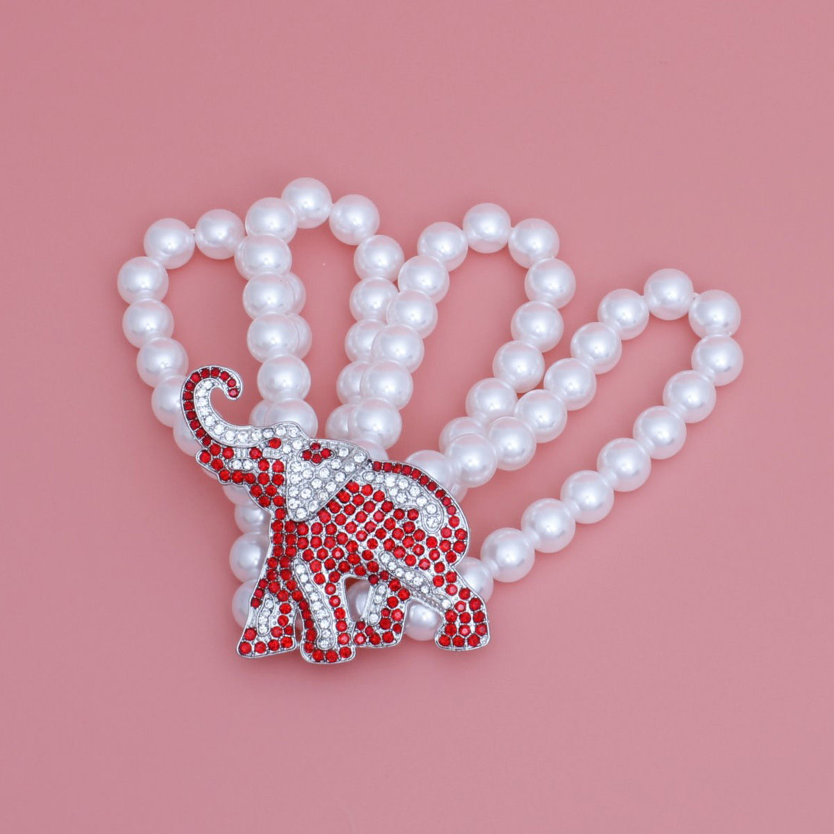 DST White Pearl 5 Strand Elephant Bracelet