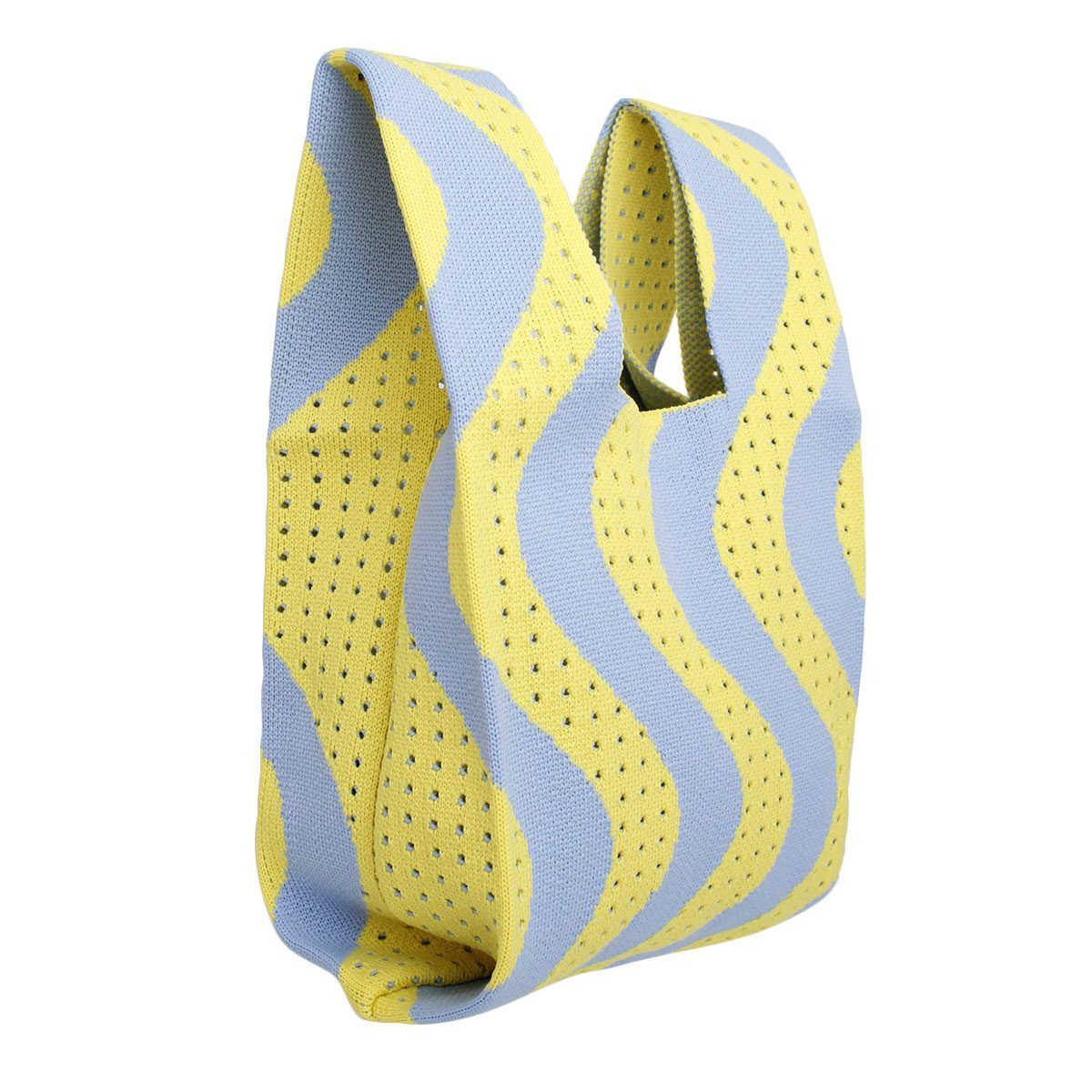 Purse Yellow Blue Wavy Handbag for Women